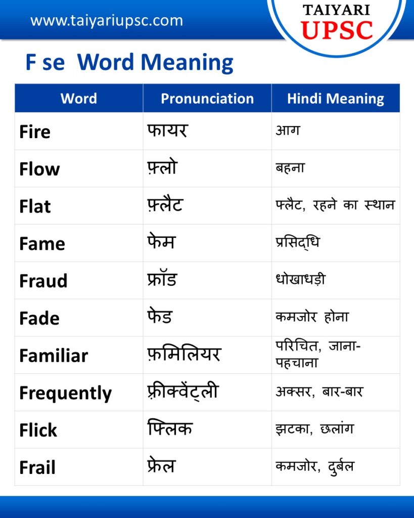 F se Word Meaning