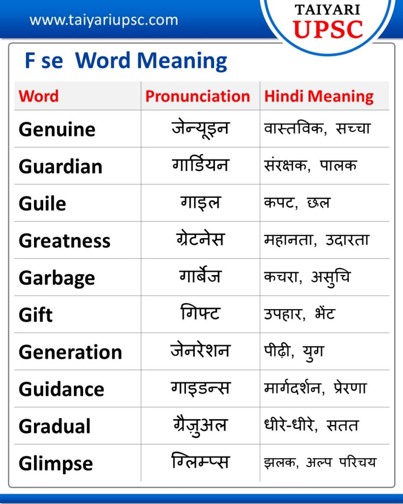 G se Word Meaning